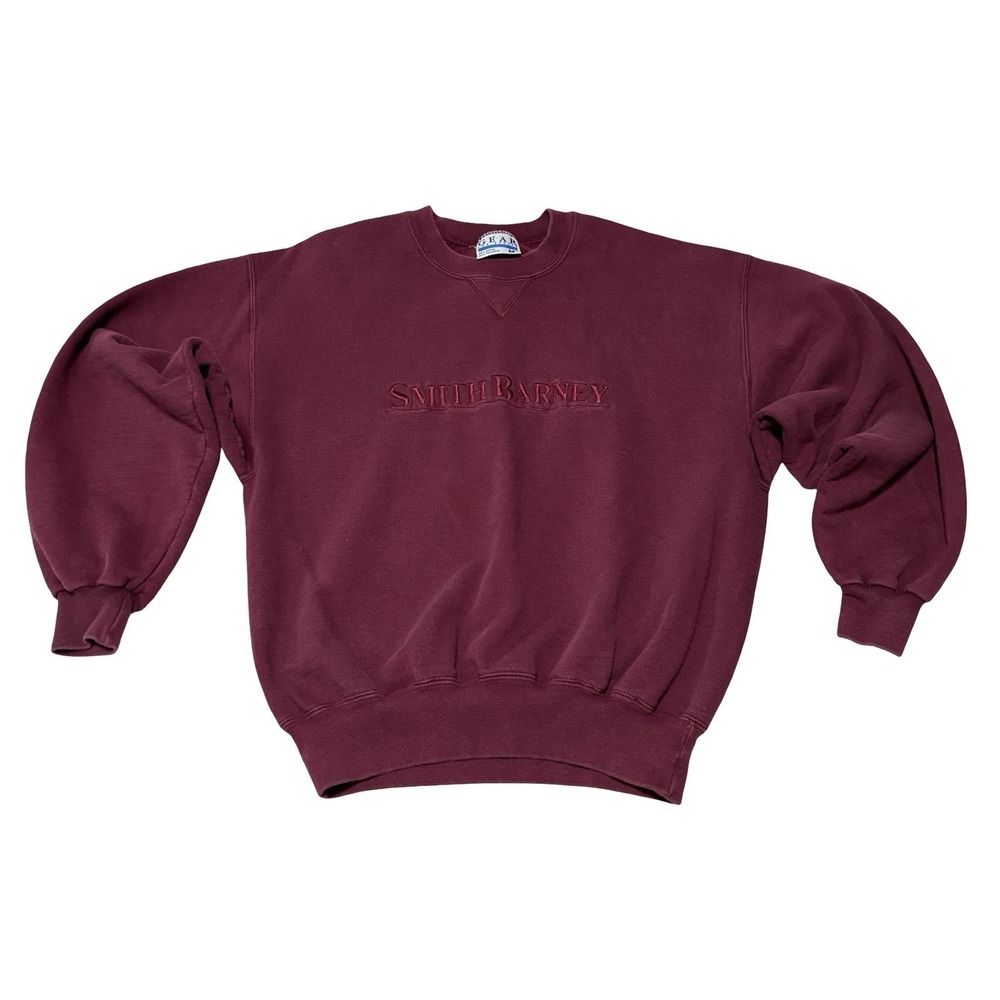 Vintage Smith Barney Morgan Stanley Banking Sweatshirt Red USA Made Sz M 22 x 26